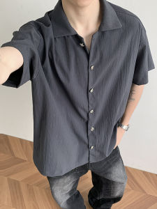Cleanfit American Textured Pleated Ice Silk Loose Casual Short Sleeve Shirt Summer Feeling Youthful Popular Lightweight