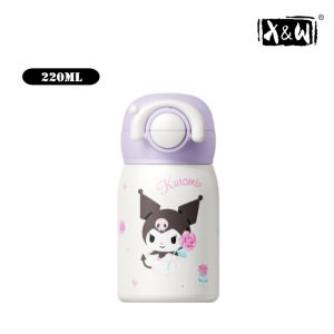 X&W For Sanrio Hello Kitty Thermos Cups 220ML Mini Stainless Steel Vacuum Flask Cute Straw cup For Kids Student Sport Water Cups