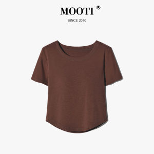 Mooti | French Round Neck Slimming Short Sleeve T-shirt with Built-in Pads