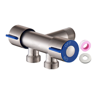 LUHAIXIONGDI Stainless Steel Single Cold Water 1 In 2 Out Bathroom Toilet Angle Valve Washing Machine Double Outlet Water Tap