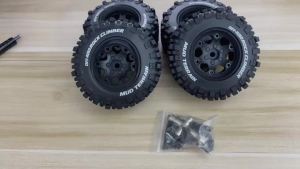4Pcs 1.9" 95mm Mud Terrain RC Crawler Rubber Tyres Plastic Beadlock Wheel Rims for 1/10 TRX4 YK4107 Off-Road RC Car Accessories