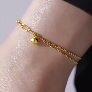 LL 18K GOLD titanium steel Fashion splicing small golden ball temperament anklet B3402