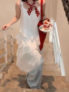 Khăn Choàng Lụa Đỏ Cổ Điển Kẻ Sọc Nhỏ Dài Thanh Lịch Đa Năng Trắng Mới 2025 Phụ Kiện Cổ Thời Trang Nữ