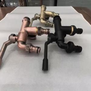 Double-outlet Faucet with Brass Valves for Laundry Room Garden Irrigation and Domestic Use Faucet