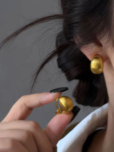 Fashionable Retro Gold Brushed Earrings Womens Unique Design High Quality Ear Jewelry Elegant Geometric Pattern Handmade