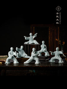 New Chinese Style Ceramic Wind Gongfu Tai Chi Ornaments Living Room Study Decorations Gifts Jingdezhen Porcelain Artifacts