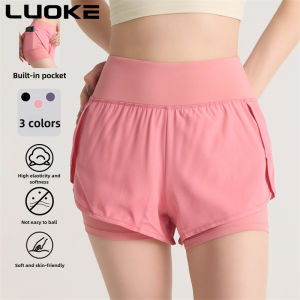 LUOKEใหญ่ขนาดสวมใส่ได้ถึง80Kgกางเกงวิ่งขาสั้นสตรีมีความยืดหยุ่นดีผ้าแห้งเร็วกีฬาสั้นสําหรับผู้หญิงวิ่งกางเกงขาสั้น