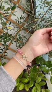 Vòng Tay Handmade Strawberry Quart Hợp Mệnh Thủy Mộc Khóa Thép Không Gỉ - Thu Hút Tình Yêu Tăng Cường Tự Tin -Bluegems