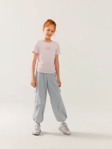 [130-165 cm]FILA KIDS ORIGINALE   Girls Short Sleeves T-Shirt (Light Pink / White)