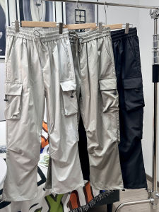 Outdoor Workwear Pants Mens Loose Fit Summer Thin Wide Leg Cargo Trousers Fashionable Urban Style Straight Leg Long Pants