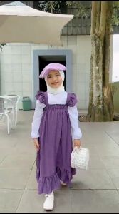Rania Overall Dress Anak Perempuan 3-10 Tahun Bahan Polo Linen / Gamis Anak Perempuan Model Overall