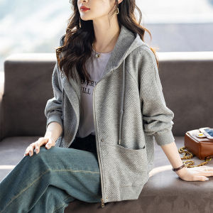 Casual Hoodie Womens Short Jacket Autumn Spring New Style Large Size European Goods Hot Sale Autumn Clothes round Neck Design