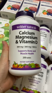Viên uống bổ sung Calcium Magnesium & Vitamin D3 canxi hữu cơ Hãng Webber Naturals hộp 250 viên-lifescare