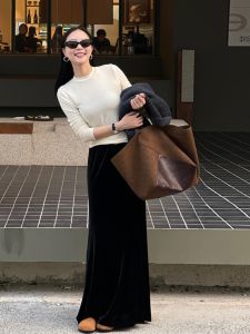 High Waist Fleece Lined Fish Tail A-Line Skirt Womens 2025 New Autumn Winter Slimming Wrap Bodycon Half Length Skirt