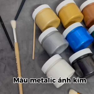 Màu Acrylic Metallic Hũ 100ml 12 Màu Kim Tuyến Rực Rỡ Cho Vẽ Tranh Tô Tượng Làm Đất Sét Làm Đồ Handmade LIM DIY