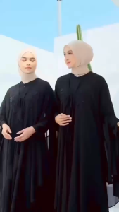 Dzisha - Abaya Gamis Bordir Premium Jersey Hitam Mix Ceruty Baju Muslim Wanita Mewah Bordir