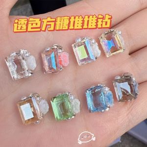 HBESTY Nail art finished pile diamond ball jewelry ice crystal rectangular right angle stack diamond Internet celebrity explosion rose ornament