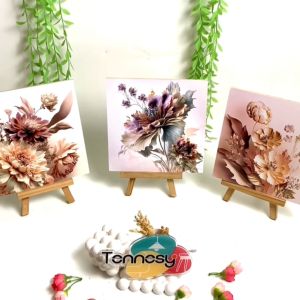 TENNESY Hiasan Dinding Bunga 3D Vintage 20x20CM Dekorasi Kamar Tidur Aesthetic Pajangan Kayu