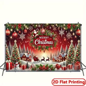 VIKAMA 2D Flat-Printed Christmas Banner Ideal for holiday parties photo booth decorations and Christmas festive supplies