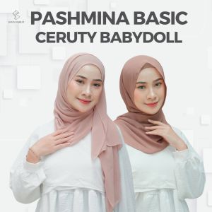 Hijab Pashmina Ceruty Baby Doll Kerudung Dengan Jahit Tepi Rapi