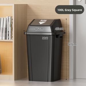 Large Capacity Rectangular Kitchen Bathroom Trash Can Commercial Office Special Use Toilet Super Large Flip Cover Garbage Can