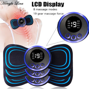 LCD Display EMS Neck Stretcher Electric Massager 8 Mode Cervical Massage Patch Pulse Muscle Stimulator Portable Relief Pain