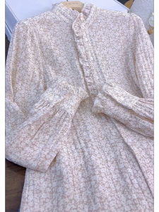QINGNAER | Ruffled Lace Collar Floral Blouse Large Size