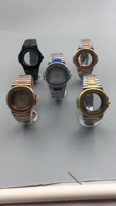 40mm Two Tone Silver Rose Gold Square Watch Case Sapphire Glass With Band For NH34 NH35 NH36 NH38 Movement Watch Modified Parts