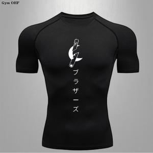 Anime Gym Fitness T Shirt Mens Long Sleeve Boxing Jersey Men Rashguard Compression Shirts Quick Drying Tights T-shirts Mens