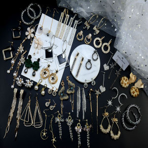 Trendy Long Titanium Steel Geometric Diamond Womens Earrings Fashionable Elegant Personality Hoop Studs Jewelry Accessories