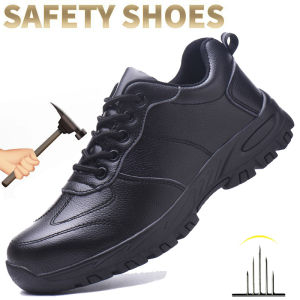 Breathable Safety Shoes Men Steel Toe Work Boots  Anti-smash Puncture-Proof Leather Shoes Protective Boots Indestructible Shoes