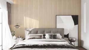Wall Panel Waterproof Board PVC Grille Modern 3D Solid Ecological Wallpaper Wood Design Home Living Office Room Wall Decor Stickers Waterproof TV Background Wall 3D Wallpaper
