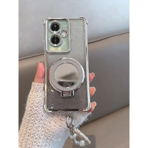 OPPO A79เคสกันกระแทกเจลลี่ใส5กรัมพร้อมเลนส์กล้องถ่ายรูปตัวป้องกันกระจกแม่เหล็กยึดโทรศัพท์ระยิบระยับสำหรับโทรศัพท์มือถือสไตล์ธุรกิจเคสนิ่มรวมทุกอย่างขอบป้องกันการตก