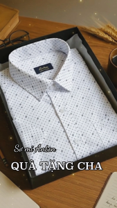 Áo Sơ Mi Nam Công Sở Trung Niên Ngắn Tay Vải Cotton Họa Tiết Chấm Bi Nhỏ Màu Trắng Anton - 808
