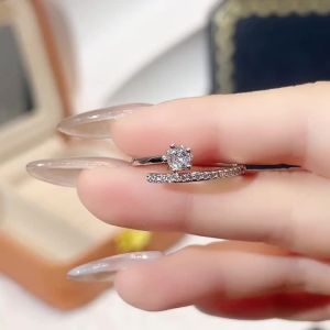 Huitan Delicate Silver Color Opening Circle Rings for Women Inlaid Dazzling Crystal Cubic Zirconia Daily Wear Statement Jewelry