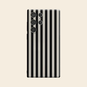 Black Beige Vertical Stripe Luxury Fashion Full Lens Protective Case for Samsung Galaxy S26 S25 S24 A56 A36 Plus Ultra