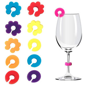 Food Grade Silicone Wine Glass Tag Labels Party Identifier Stickers for Red Wine Glasses Distinguishing Marks