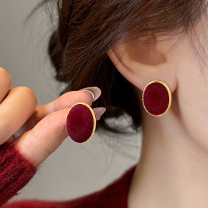 YICAN | Vintage Burgundy Velvet Earrings S925 Silver