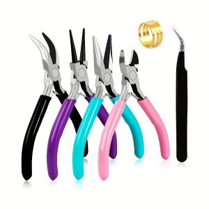 Mini Jewelry Pliers Set Diagonal Pliers Round Bent Needle Nose Cutter Handcraft Beading Insulated Plier For DIY Jewelry Tool