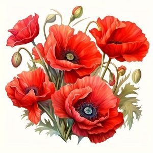 HUACAN Cross Stitch Flower Rose Poppy Handmade Embroidery Sets Floral Home Decor 11CT Needlework Diy Picture Cnavas Art