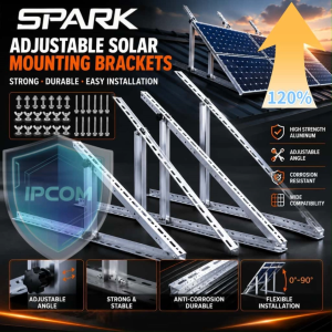 2 Pack 75cm 0-90° Adjustable Solar Tilt Brackets Foldable Heavy Duty Aluminum PV Holder Full Hardware