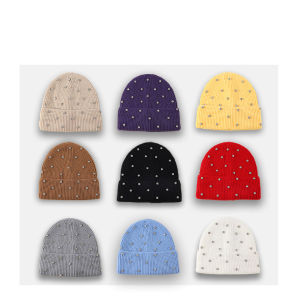 2025 Autumn Winter New Light Luxury Water Diamond Knitted Hat Women Versatile Warm Ear Protection Cold Proof Caps Knitted Hats