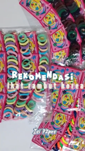 72pcs Ikat Rambut Korea Wanita Anak Kunciran Karet Donat Ring Kuncir Anti Melar Warna Warni Impor