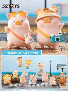 Cute Lulu Pig Collectible Figure Birthday Gift for Girls Desktop Decoration Blind Box Series Travel Theme Can Head Pig Toy