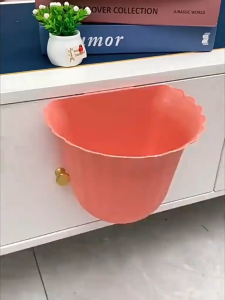 Household Kitchen Hanging Garbage Bin Wall Mounted Trash Can Waste Paper Basket Artistic Dangling Flower Vase