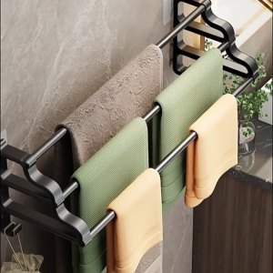 L80cm 3-Pole Adjustable Bathroom shelf organizer bath towels organizer floating shelves wall mounted rack organizer shelf layers