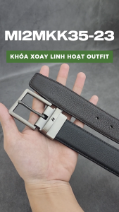 [New 2026] Thắt lưng nam da Ý khóa xoay 2 mặt da đen/nâu Anh Tho Leather khóa hợp kim xám trắng sang trọng MI2MKK35-23