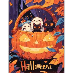 Kayou | Diamond Painting Halloween Cartoon Ghost and Black Cat Diamond Mosaic Handmade Art Exquisite Creative Gift Home Decoration