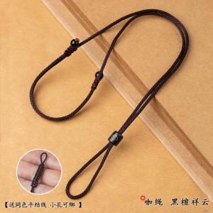 Gold Pendant Cord Bracelet DIY Knotless Safe Buckle Green Jade Woven Rope Necklace Yellow Pendant Lanyard Fashion Jewelry