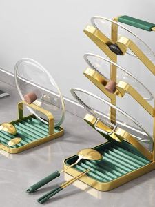 Large Kitchen Countertop Pot Lid Holder No Drilling Required Vegetable Board Stand Various Pot Lid Storage Rack